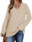 PLOKNRD Felpa Donna Maglione a Maniche Lunghe Pullover Leggero con Scollo a V Casual Top Stile Base Allentato(Albicocca,XL)