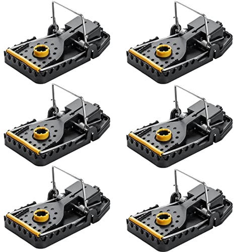 NiHome Rattenfalle 6er Set – Wiederverwendbare Schlagfallen für Ratten und Nagetiere, Große Rattenfallen mit Federmechanismus und Metall-Schlagstab, Mausefalle für Haus, Garten und Camping