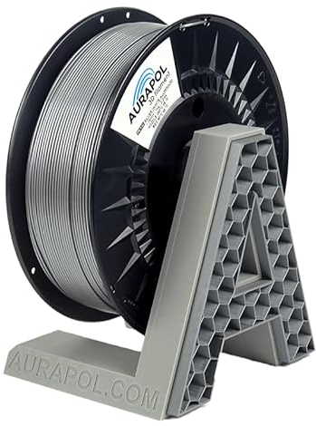 AURAPOL Filament 1.75 PETG mit +/- 0,02 mm Genauigkeit (1kg, RAL9006, Silber/Silver) - 3D Drucker Filament aus PETG - Druckmaterialien kompatibel mit FDM(FFF) Druckern