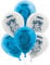 Party Factory `Schlümpfe´ Set aus 10 blauen und weißen Latexballons, Ø25cm, verschiedene Druckmotive, für Luft oder Helium