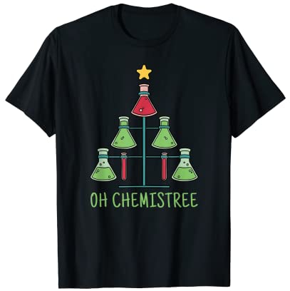 Chemistry Glass Beakers Chemis-tree Chemistry Ugly Christmas T-Shirt