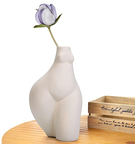 Bavokon Weiblicher Körper Vase Kunst Design Keramik Blumentopf Frau Torso Statue Kleine Vase Weihrauchhalter,Menschliches Körper Form Minimalistische Dekorative Vase Für Wohnzimmer Boho