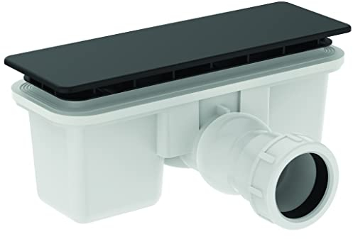 Ideal Standard - Ultra Flat New, Piletta ispezionabile per piatti doccia, Rettangolare, Coperchio in ABS, Nero seta