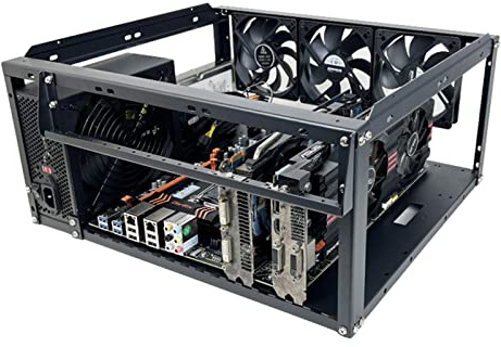 Keloc Jeu pour PC - Boîtier d'ordinateur à Cadre | Boîtier d'ordinateur Jeu avec boîtier Ouvert Refroidissement par Eau, châssis à Dissipation Thermique élevée et Grandes Cartes