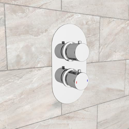 Nes Home Modern Chrome Round 1-Way Concealed Thermostatic Shower Mixer Valve