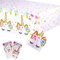 2 Stück Einhorn Tischdecken, Rechteckig Plastik Wasserdicht für Geburtstag, Party Set, Picknick Zubehör für Kindergeburtstag, 130x220cm