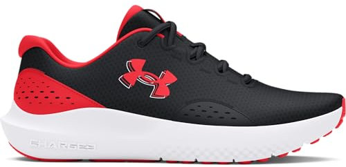 Under Armour UA W Charged Surge 4 Laufschuhe, Black/Racer Red/Racer Red, 34.5 EU