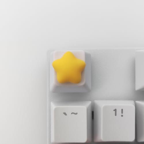 Elacgap Personalized Cute White Keycap Custom 3D Key Caps OEM R4 Profile for Mechanical Keyboard MX Switch Lovely Cartoon Keycap (Star)