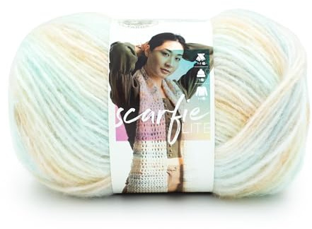 Lion Brand Yarn Scarfie Lite, Ombré Yarn for Knitting, Palm, 1 Pack