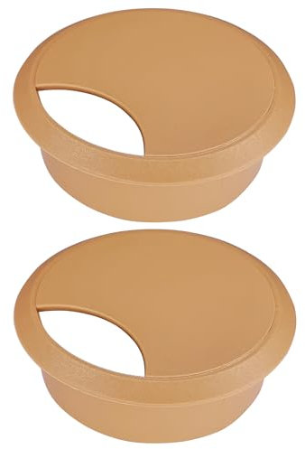 cyclingcolors 2X pasacables 70mm plástico Tapa Redondo Escritorio Mesa Mueble (marrón Claro)