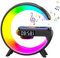 LIULIUDA Wireless Charger Lamp Wireless Speaker Night Light G Shape LED Lamp Phone Charging Speaker Dimmable,Timer Alarm Clock Charger Stand Color Changing Smart Music Desk Lamp Gift Her Him (Black