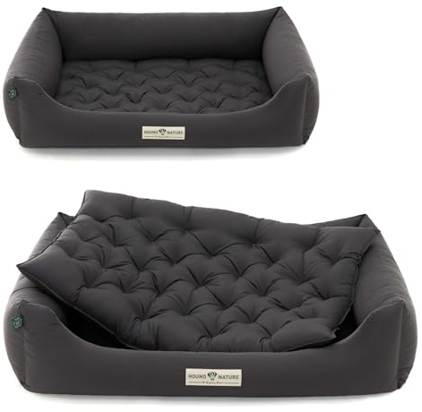 HOUND & NATURE | Orthopädisches Hundebett Zermatt, Gr. XXL für Sehr Große Hunde mit hohem Rand, Kuscheliges Hundesofa mit Hundekissen waschbar (XXL - 125x95 cm, Grau)
