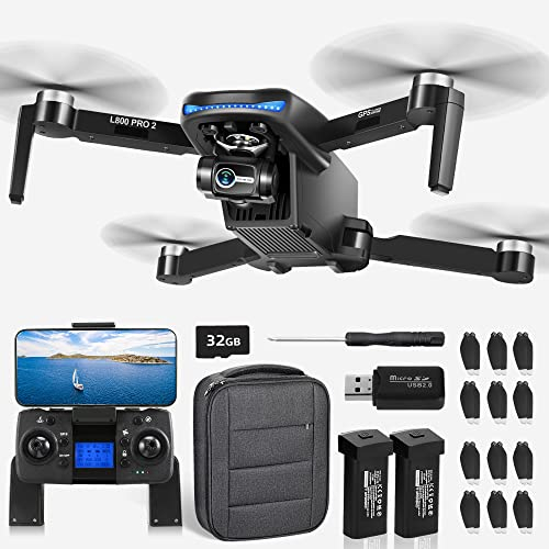 HHD Drohne mit 4K Kamera für Erwachsene Anfänger, 32GB SD Karte inklusive,3-Achsen Gimbal Stabilisierung,10000ft Video Übertragung,5G GPS RC Quadcopter mit Brushless Motor,Auto Return(Black)