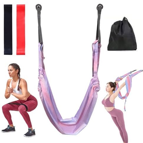 Yoga Strap, Adjustable Height Yoga Straps For Stretching, Leg Stretcher Flexibility Training, Aerial Yoga Swing for Fitness, Dance, Ballet, Gymnastics