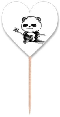 Mini Lovely Panda Animales China Gato Palillo Banderas Corazón Etiqueta Cupcake Picks