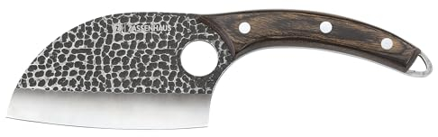 Zassenhaus Kochmesser KEEPER 12 cm, handgefertigter Klingenstahl mit Loch, Griff aus Pakkaholz, mit Lederscheide, für die Küche oder als Outdoor Kochmesser, Ausbeinmesser, Hackmesser
