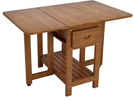 EESHHA Klapptisch Drop-Leaf-Tisch für kleinen Raum, klappbarer Küchentisch, beweglicher Esstisch aus Holz mit Schublade und Ablagefach, für Wohnung, Wohnzimmer, Schlafzimmer, Balkon, Küche