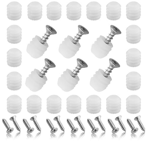 Set di 150 inserti per tasselli per cerniere in plastica bianca, inserti in plastica con viti, M4 x 10 mm, per riparazione di scrivania, armadio, casa, ufficio