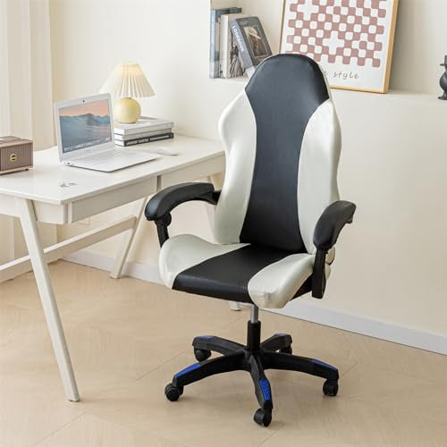 Highdi Housse Chaise Gaming avec Accoudoir, Housses de Chaise de Jeu Extensible Housse Chaises de Gamer Anti Griffe de Chat Housse de Chaise de Bureau Gaming Ordinateur Élastique (Cuir imperméable 6)