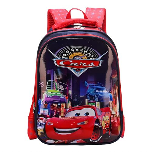 Glurak Schulrucksack rot Auto Thema, für Jungen und Mädchen, Reiserucksack für Kinder, Schulranzen mit Autodesign für Kinder über 6 Jahre