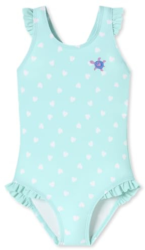 Schiesser Mädchen Aqua Kids Girls-Größe 92 bis 140 Badeanzug, hellgrün_182734, 128 cm