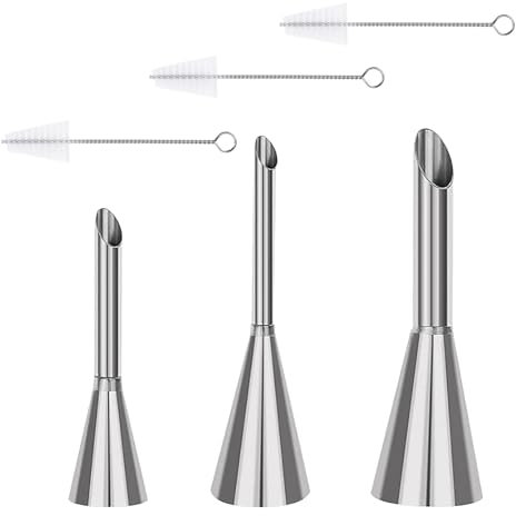 NIYATA - Kit de pastelería profesional, 3 piezas de col para adornar pico de crema y 3 cepillos de limpieza, boquillas de acero inoxidable y accesorios para repostería, utensilios de decoración para