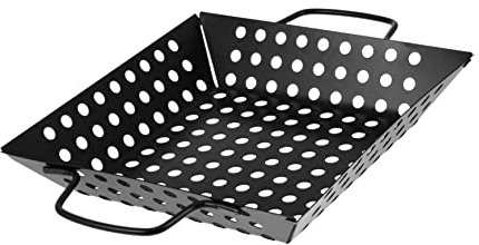 CAXUSD BBQ Grill Basket aus Kohlenstoffstahl mit Antihaftbeschichtung Große Kapazität und Hohe Hitzebeständigkeit für Backofen und Outdoor Grillen