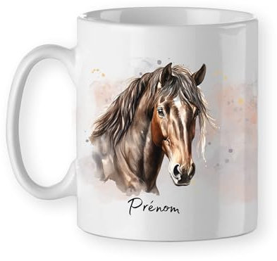Mug cheval personnalisable avec prénom, tasse cheval cadeau cavalière équitation, modèle 2