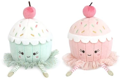 MON AMI Dancing Duo Cupcakes Plush Set, 2-Piece 6x3.5-Inch Food Plush | two-piece cupcake plush set, food plushies design, soft squishy build, playroom party décor accent, holiday birthday gift