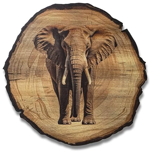 DARO Design - Wandbild Elefant Größe 45cm - Kunstdruck aufhängefertig - Wanddekoration Thema Jagd, Natur, Tiere