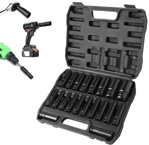 Pamatio 20 tlg Schlagschrauber Nüsse Set 1/2 zoll, 8-32mm Tiefe Sechskant Kraft Nuss, Steckschlüssel Schlagnuss, CR-V Antrieb Werkzeug Nuss Set, für die Autoreparatur zu Hause