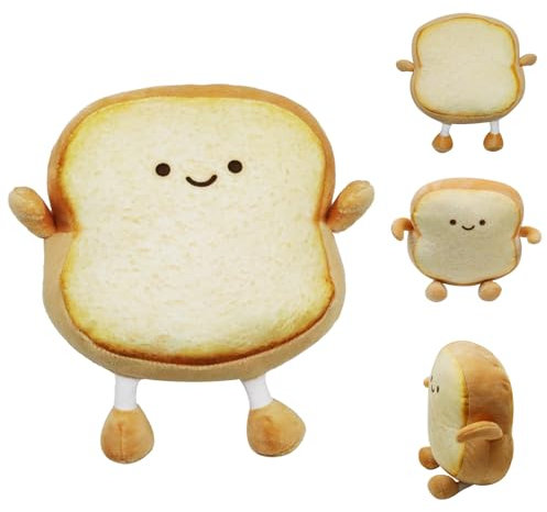 GD HUA Toastbrot Kissen, Brot Form Plüsch Kissen, Lustiges Toastkissen, Toast Kuscheltier, Gefüllte Plüschkissen, 18 cm Toast Brot Dekoratives Kissen für Die Heimdekoration (Lächelndes Emoticon)