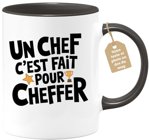 quotedazur Café-Croissant - Mug Personnalisé Tasse Cadeau Un Chef C'Est Fait Pour Noël Cheffer - Noir/Céramique