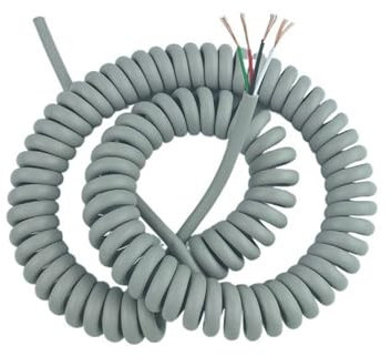 DQZRTUECA Rallonge électrique en Spirale avec Fil à Ressort, Câble télescopique rétractable à 4 conducteurs 22 AWG Gris 0,3 mm2 Câble spiralé à Ressort 1 mètre 20 mètres(Stretch 4Meters)