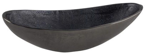ReWu Schale Dekoschale Länglich Anthrazit Tablett Schmucktablett Schlüsselschale Aufbewahrung Dekoration Wohndekoration Tischdekoration Obstschale 39 x 12 x 13 cm