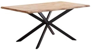 Shiito | Modelo Praga JC - Mesa de Comedor | Madera de Roble con Patas Cruzadas Negras | 160 x 90 x 75 cm