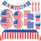 MYUPDALIN Patriotic Party Supplies-American Flag Themed Party Decorations, Plates, Napkins and Tablecloth,Banner for Independence Day, Veterans, Memorial, Red White Blue Party Decor, Serves 24 Guests
