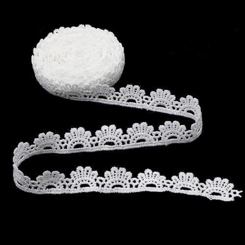 Spitzenband Weiß, 4.5m Spitzenband Vintage Baumwolle Spitzenborte Zierband Spitze Häkelspitze Dekoband Borten und Bänder zum Nähen Spitzenstoff für DIY Nähen Handwerk Hochzeit Deko (1.7 cm)
