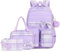 Amythe Mochila Escolar para Niñas de 3 Piezas con Lonchera y Estuche, Mochila Colegio para Chicas de Primaria y Secundaria, Mochilas Tipo Casual Adorable para Adolescentes, Morado