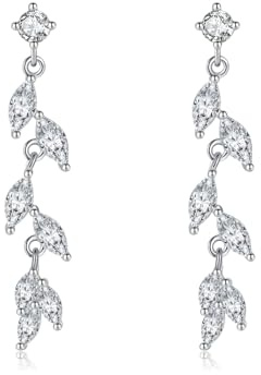 SLUYNZ 925 Sterling Silber CZ Olivenblatt Hängend Ohrringe für Damen Mädchen Ohrhänger Hochzeit Ohrringe Braut