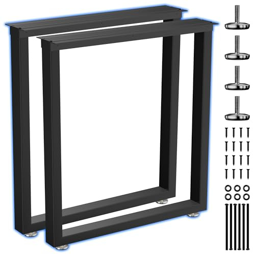 SANKEYTEW Industrielle Tischbeine Metall Schwarz, 28 x 24, 2 Stück, Robuste Schreibtischbasis aus Stahlrohr für Esszimmer, Tischbeine 70cm Schwarz und DIY-Möbelstütze, quadratische Form
