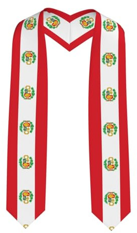 WBQLSL Chal y cinta de graduación de la bandera de Perú adecuados para ceremonias de graduación o ceremonias de iglesia
