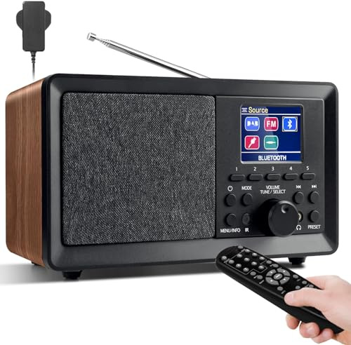 Radio Digitale, Radio Vintage Portatile Retrò con Bluetooth e Doppia Sveglia, Altoparlante Bluetooth con Usb/aux, Display a Colori Tft da 2,4, per Casa, Viaggio