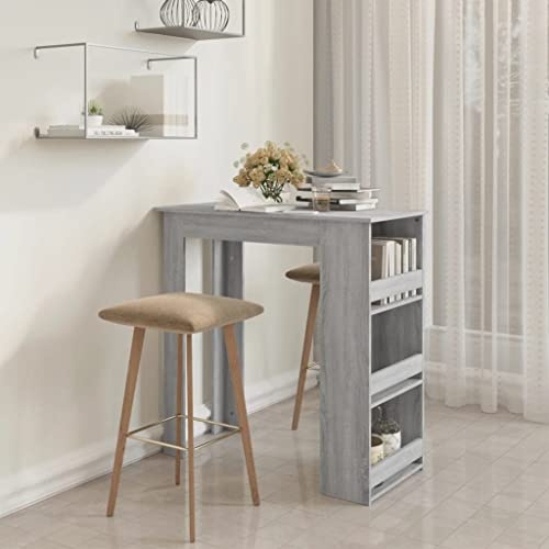 toolkix Bartisch mit Regal Grau Sonoma 102x50x103,5cm Holzwerkstoff, platzsparender Küchentisch, moderner Esstisch für Esszimmer und Wohnzimmer, Robustes Material, ideal für kleine Räume