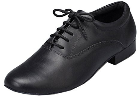 MGM-Joymod Herren Klassische Schnürschuhe Leder Latein Modern Tanzschuhe, Schwarz, Absatz: 2 5 cm, 42 2/3 EU