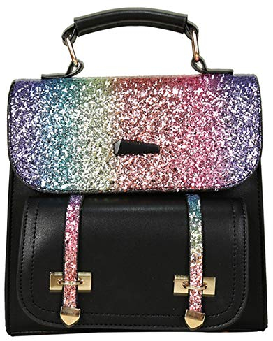 FiveloveTwo Damen Klein Rucksack PU Leder Umhängetasche Rucksackhandtaschen Shopper Mit Pailletten Schultertasche Handtasche Taschen Schulranzen Backpack für Alltag Schule Einkauf