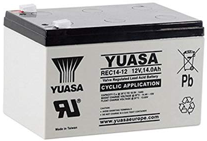 Yuasa Blei-Akku REC14-12 12V 14Ah, 6,3mm Faston extrem zyklenfest kompatibel 12Ah, 13Ah, 15Ah