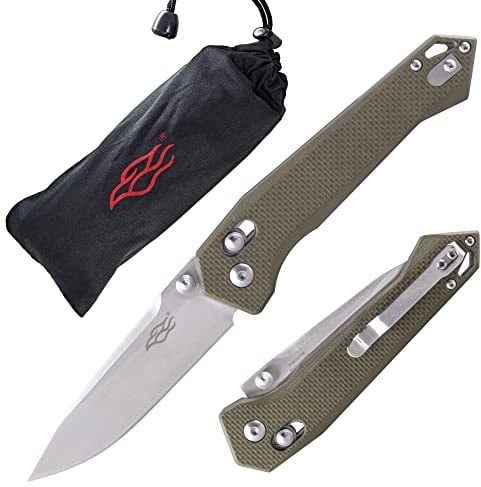 Firebird GANZO FB7651-GR Couteau Pliant de Poche Lame en Acier 440C 83 mm G10 Poignée Antidérapante avec Clip Camping EDC Couteau 199 mm 101 g (Vert)