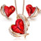 CDE Schmuckset Damen Geschenke für Frauen Herz Halskette Kette Ohrringe Set, Rosegold mit Geschenkbox Valentinstag Jahrestag Geburtstag Muttertags Freundin Ehefrau Mädchen
