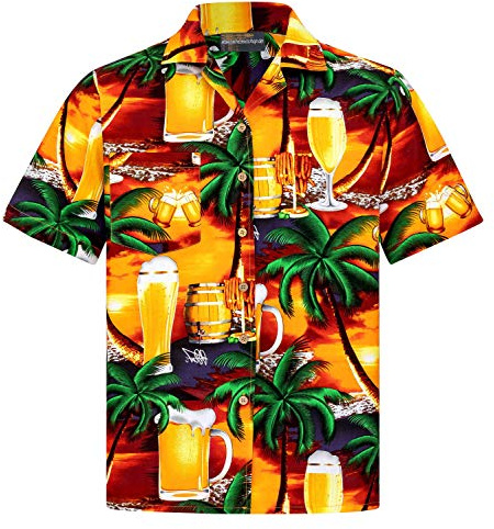 Hawaiihemdshop Hawaiihemd | Herren | Baumwolle | Größe S - 8XL | Alkohol | Bier | Cocktails | Mehrere Versionen | Kurzarm | Hawaiihemden | Beach | Aloha | Kokosnuss-Knöpfe | Hawaii Hemd